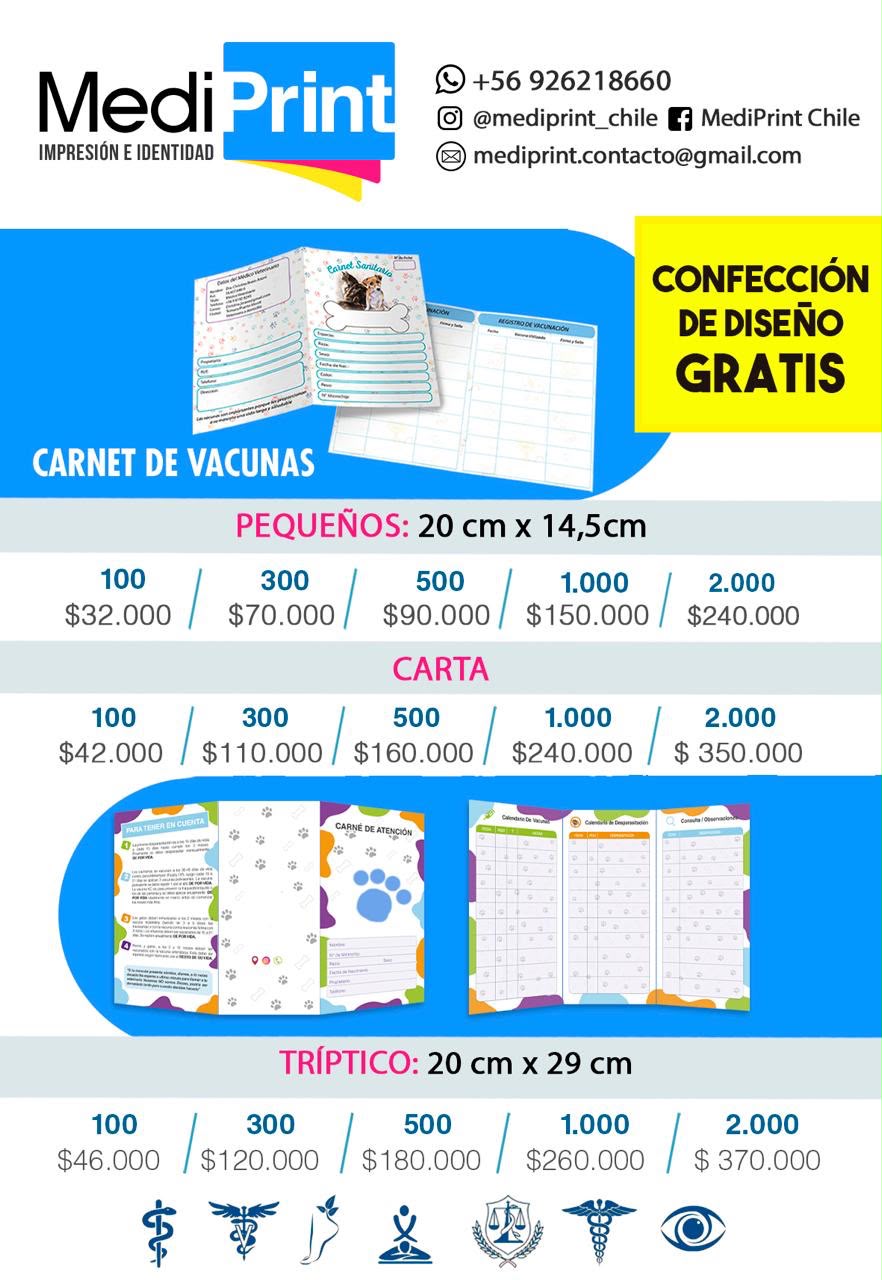 Carnet Veterinario personalizado MediPrint