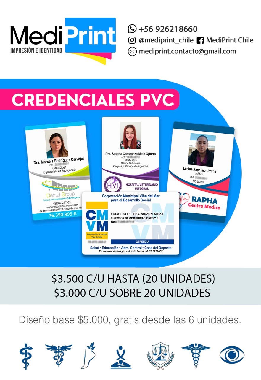 Credenciales PVC personalizadas MediPrint